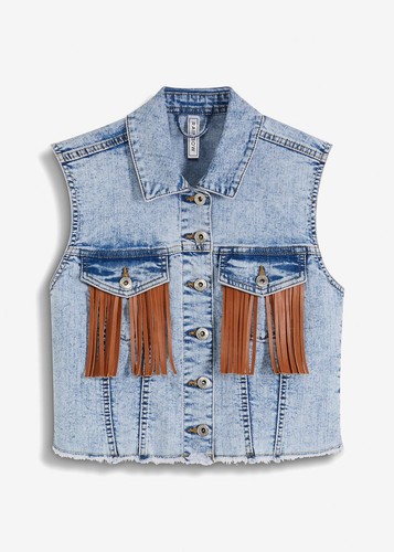 Jeansweste mit fransen detail - mit, fransen-detail