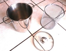 Nudeltopf Spargeltopf Edelstahl mit Einsatz und Glasdeckel