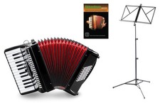 48 Bass Piano Akkordeon Set Schüler Tasten 2-chörig Tasche Schwarz Notenständer