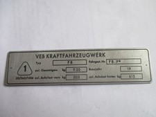 Typenschild Schild VEB IFA F8 S31 DKW ? DDR s74