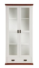Vitrine aus Kiefernholz weiß kirschbaumfarben lackiert Schrank