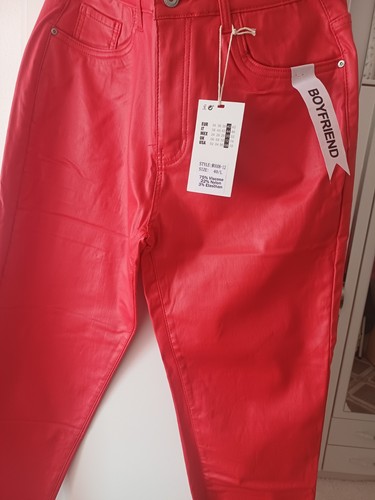 Kunstlederhose 40 rot - ,