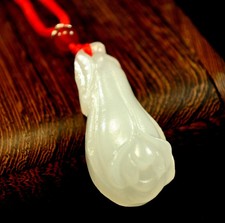 Wunderschöner Jade-Anhänger Orchidee (Weiß) mit 66cm Halskette CHINA Unikat