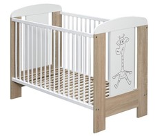 Babybett mit Print Gitterbett aus Massivholz 3 fach höhenverstellbar 60 x 120