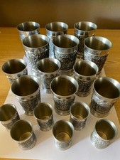 Zinn Krug mit Deckel, Becher, Schnapsbecher, 6 kg Zinn