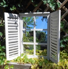 Wunderschöner Wandspiegel Fensterläden Landhaus creme Shabby-Chic 59cm