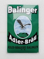 Emailschild Balinger Adler Bräu Bier - 37x25cm - Original um 1920