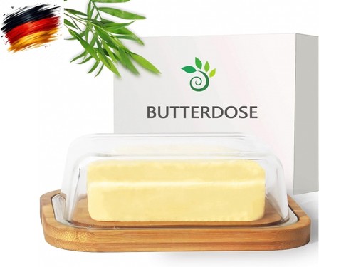 Butterdose glas und bambus - butterdose,,