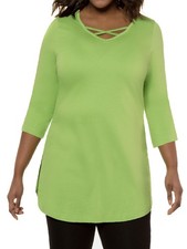 Big-Size Baumwolle 3/4-Arm Shirt Tunika Ulla Popken lime Gr. 54 - 64 Neu UP4