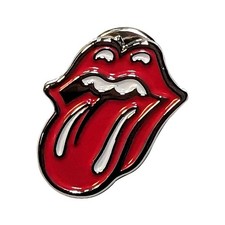 The Rolling Stones Classic Tongue Silver Outline Pin Badge One Size