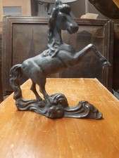 Alt Tierfigur Figur springendes Pferd  Zinn Massiv Applik H 16 cm 0,64 Kg