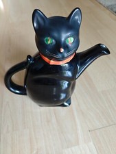 Kaffeekanne schwarz Katze Porzellan - Antik
