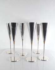 6 versilberte Sektkelche