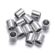 20stk Metallperlen Silber 9x8 mm Röhre Spacer Loch 6mm Schmuckherstellung M447