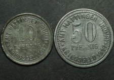 NOTGELD: 10 & 50 Pfennig 1917. AMT HATTINGEN (RUHR) / WESTFALEN.