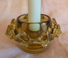 Vintage Kerzenständer Bernsteinglas 60er 70er