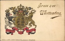Wappen Litho Gruß aus Württemberg, furchtlos und treu - 4224708