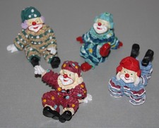 4 Clown-Figuren Polyresin (Kunststein) - Clowndekoration, Zirkus