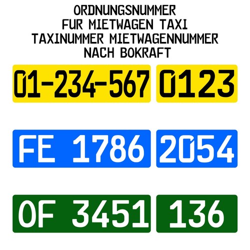 Taxi ordnungsnummer mietwagen - ordnungsnummer,