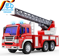 Gizmovine Feuerwehrauto Groß, Feuerwehr Auto Spielzeug Mit Drehleiter, Sound Und