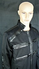 Jacke, Denim, Gothic, Metal, EBM, Heavy, Biker, Halloween, Kunstleder, Gr. M-L