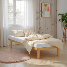 Holzbett 90x200 Einzelbett Lattenrost Massiv Bettgestell Gästebett Homestyle4u