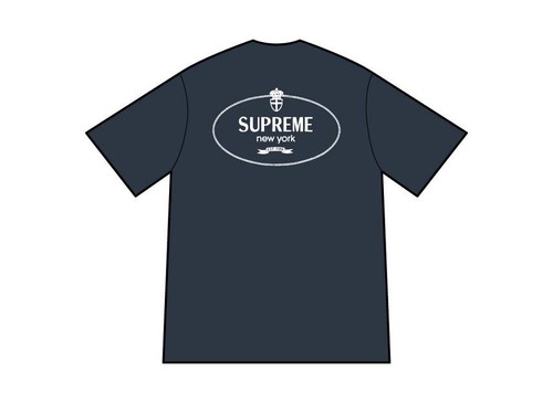 Supreme crest tee navy - supreme,