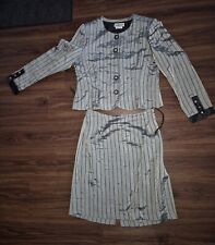 Damen Kostüm Kurzblazer und Rock grau glänzend 90ziger Mexiko Größe M