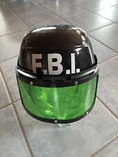 Karneval Kinderhelm FBI mit Visier, Helm schwarz, Visier grün durchsichtig