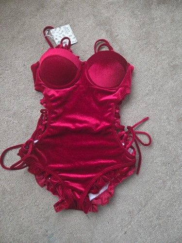 Sexy roter samt badeanzug - sexy,