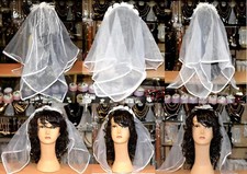 Hochzeit-Brautschleier,Junggesellenabschied,Haar-Reif-Schleier m. Blume 50cm Neu