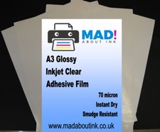 5 A3 Inkjet Bedruckbar Klar Selbstklebend Acetat Label Sticker Folie Bögen 70mic