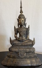Rattanakosin Buddha Thailand 19. Jh. - Bronze Figur eines gekrönten Buddhas