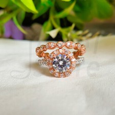 2Kt Rund Halo Braut Ring Set