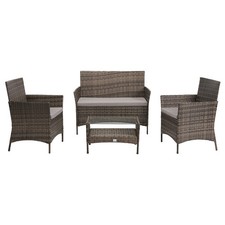 B-Ware SVITA BROOKLYN Polyrattan Sitzgruppe Balkon-Lounge Gartenmöbel-Set Braun