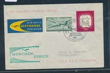 09838) LH FF München - Zürich Schweiz 1.4.58, Brief ab DDR