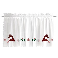 Bistrogardine Weihnachtsvorhang Scheibengardine 100x40cm weiß Weihnachtshirsch