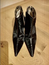 Original Dolce&Gabbana Gr 38 Stiefeletten schwarzes Fell mit Reptilleder