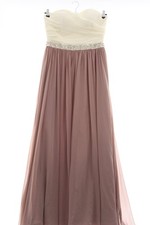 UNIQUE Abendkleid Damen Kleid Gr. DE 36 hellgelb-beige Glitzer-Optik