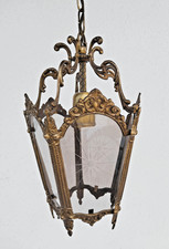 Prächtige toll verzierte antike  5 eckige Messing/ Bronze  Hängelampe