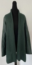 AMISU Strickjacke mit Kunstleder Gr.36,grün,Langarm,offen,gebraucht