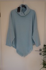 BORIS INDUSTRIES Fleece Sweat Fransen 44-56 NEU hell blau 101 cm weit LAGENLOOK