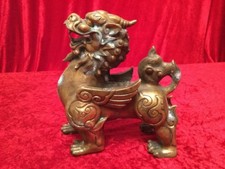 Figur massiv Bronze  Fo Hund