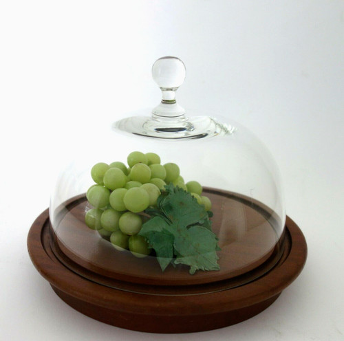 Käseglocke teak platte mit - käseglocke,
