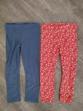 NEU: 2x Lupilu Mädchen Leggings Gr.98/104 (2-4 J.) Rot Mit Blümchen + Blau Uni 