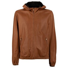 DOLCE & GABBANA Lamm Leder Jacke Bomberjacke Hoodie Braun Schwarz 