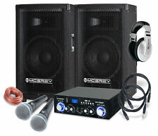 PA Anlage DJ Karaoke Sound Lautsprecher Boxen Verstärker Mikrofon Kabel Set 600W