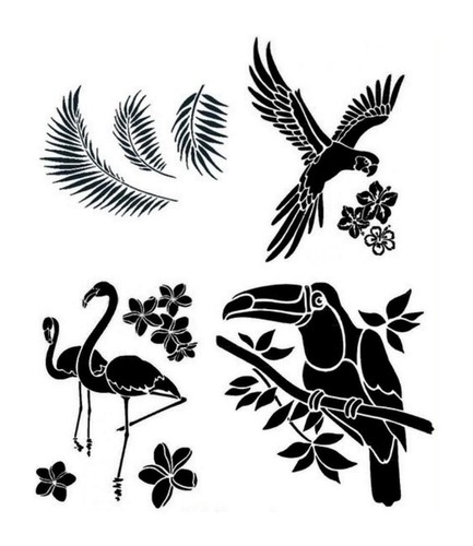 Schablone exotische vögel - schablone,