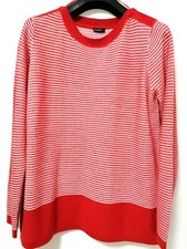 Damen Pullover weiß-rot gestreift L Laura Torelli Langarm Rundhalsausschnitt