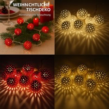 LED Lichterkette Weihnachten Kugeln 10 LED Lichter Weihnachten Gold Rot Weiß